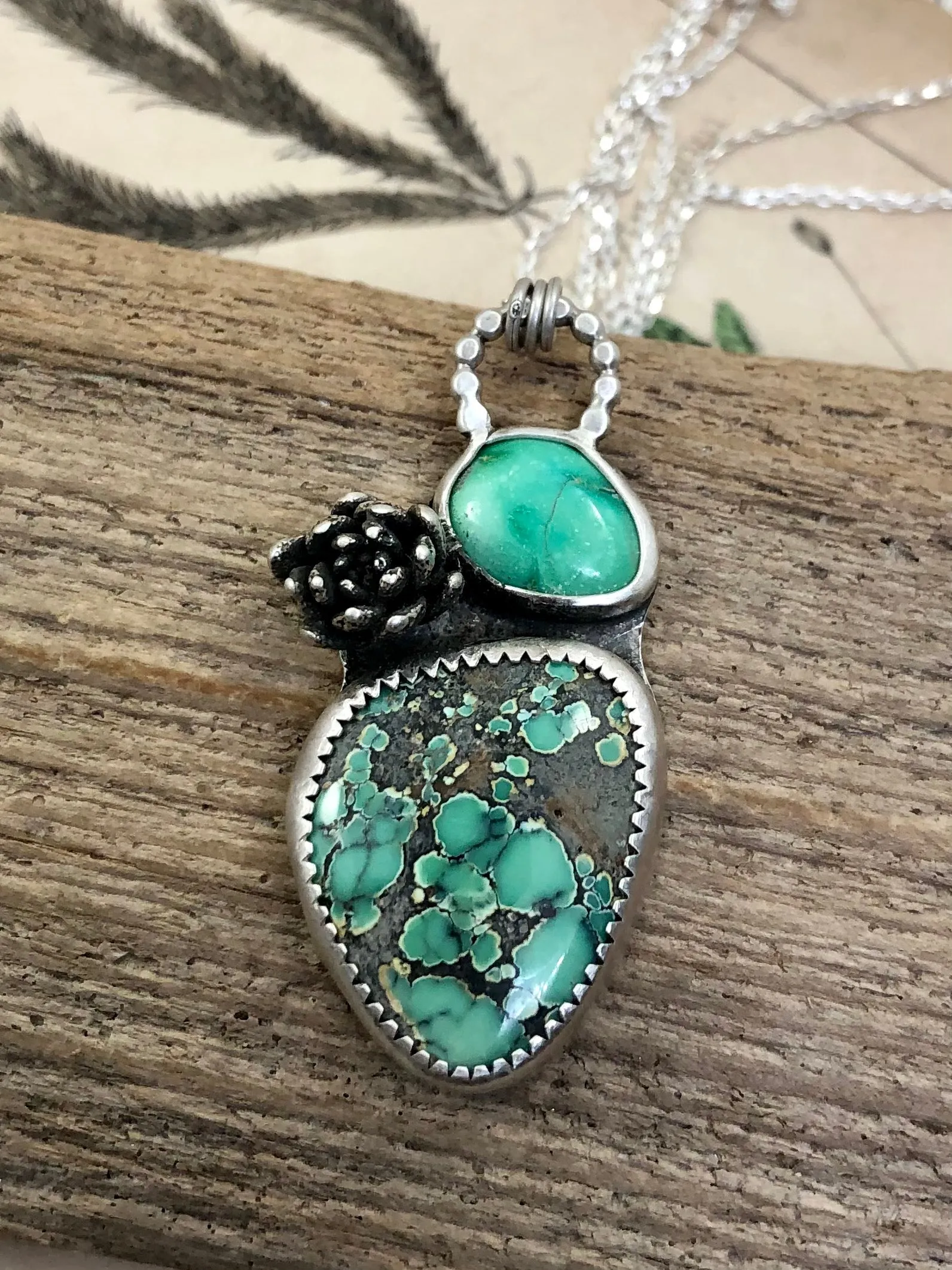 Star Fox & Emerald Valley Turquoise Necklace With Succulent
