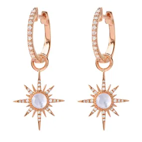 Starburst Rainbow Moonstone Charms on Huggies