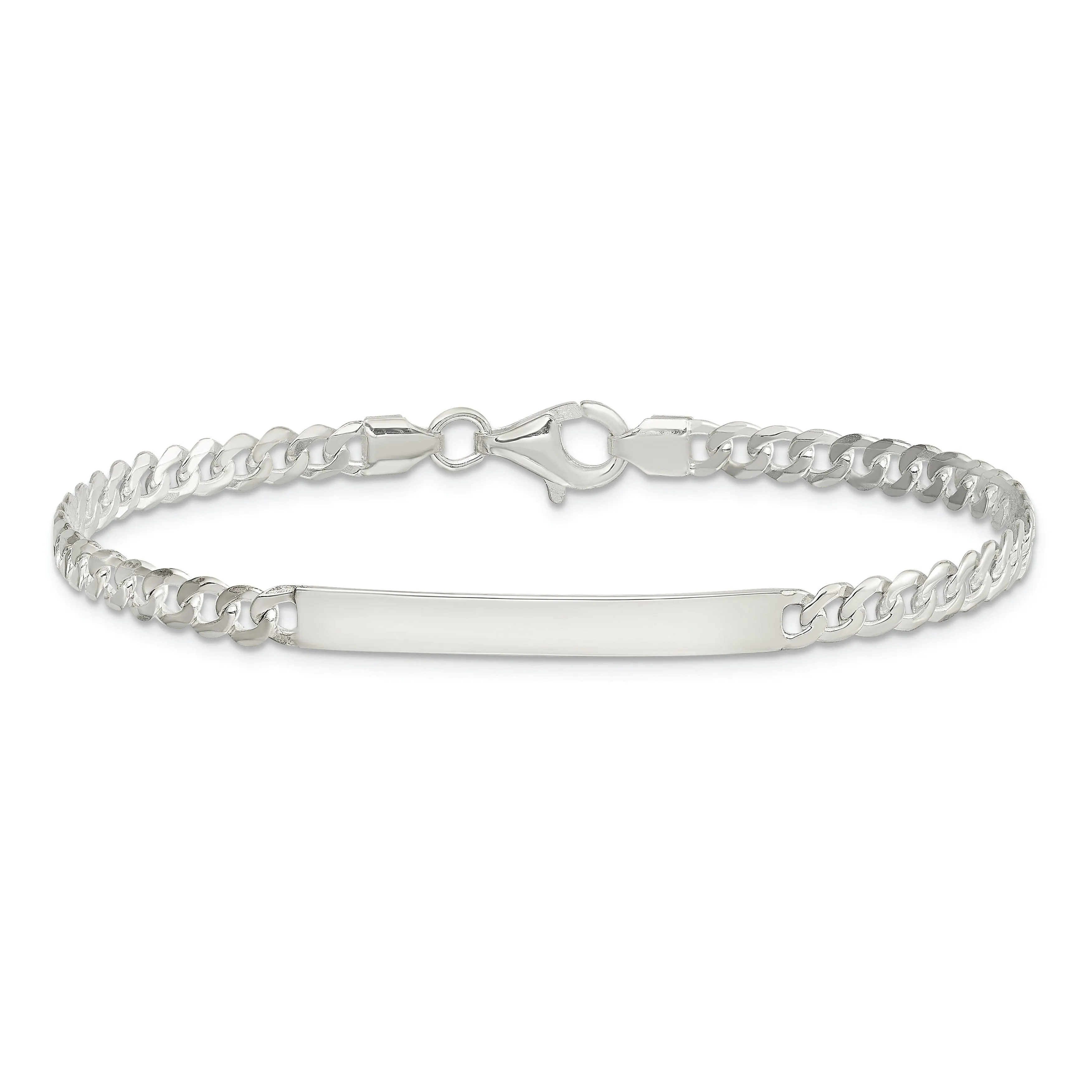 Sterling Silver Curb Link ID 7.50 inch Bracelet
