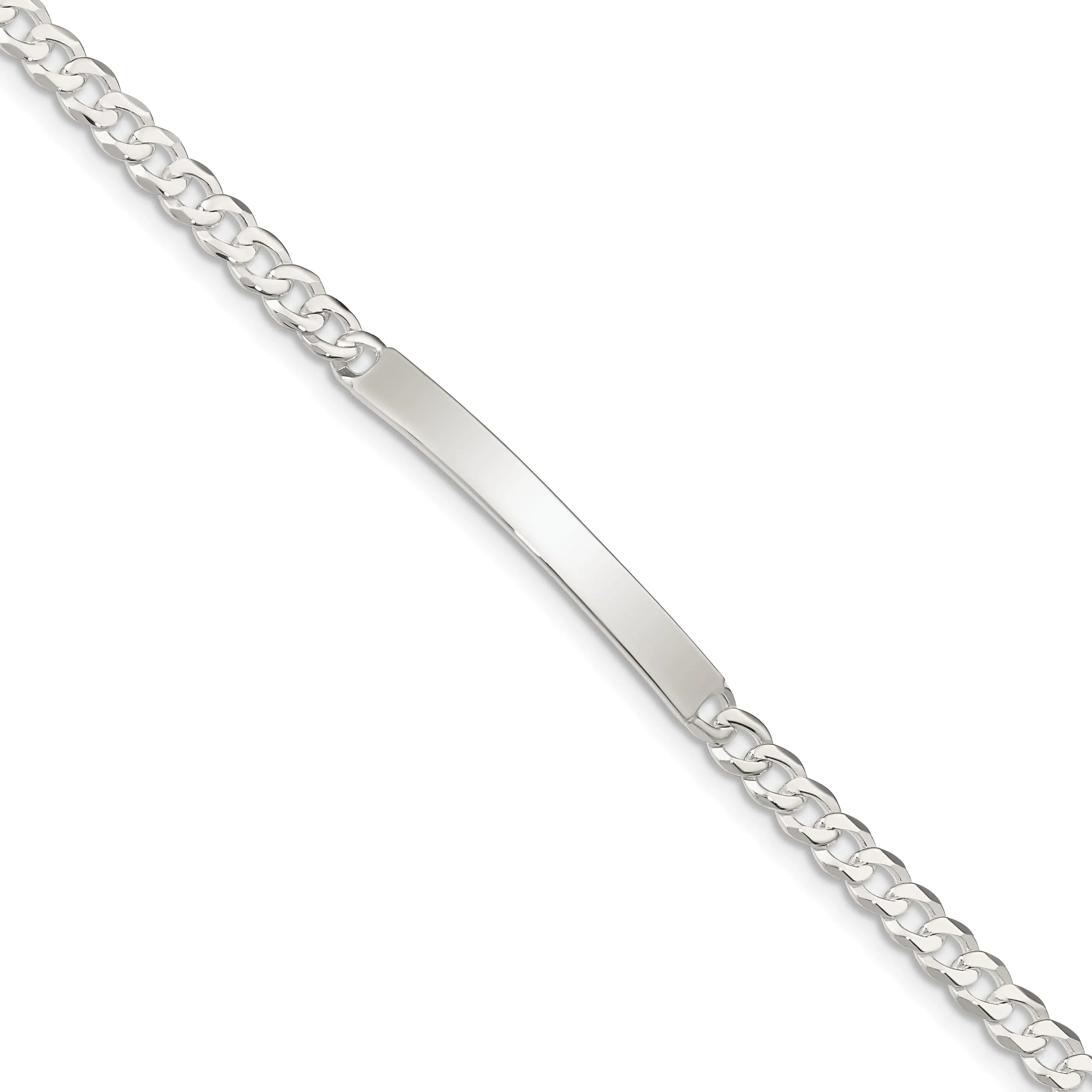Sterling Silver Curb Link ID 7.50 inch Bracelet