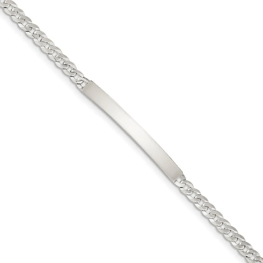 Sterling Silver Curb Link ID 7.50 inch Bracelet