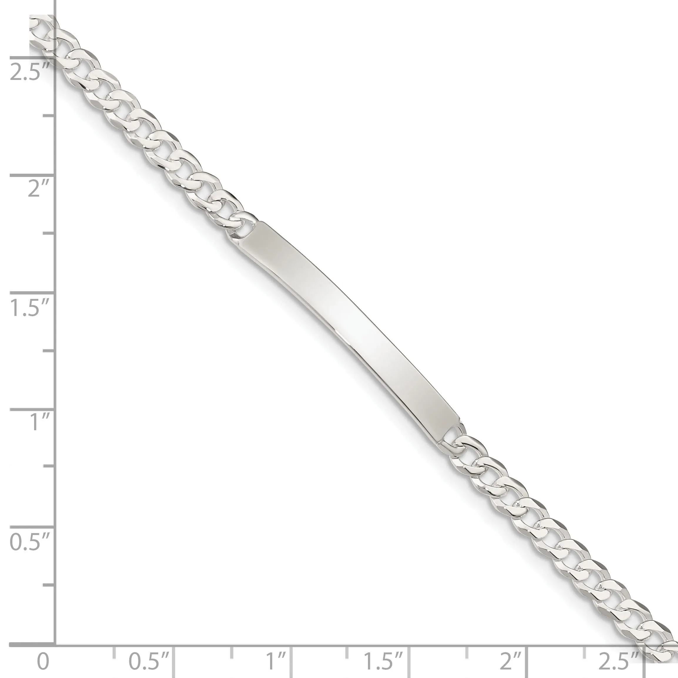 Sterling Silver Curb Link ID 7.50 inch Bracelet