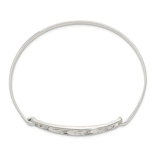 Sterling Silver Elephant Hinged Bangle Bracelet