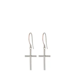 Sterling Silver Fine Cross Hanging Earrings