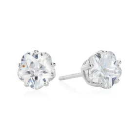 Sterling Silver Flower Cut 6mm Cubic Zirconia Stud Earrings