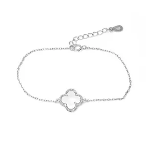 Sterling Silver Mother of Pearl Clover Bracelet