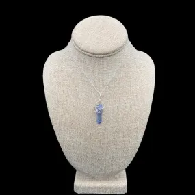 Sterling Silver Wire Wrapped Aqua Aura Crystal Pendant Necklace