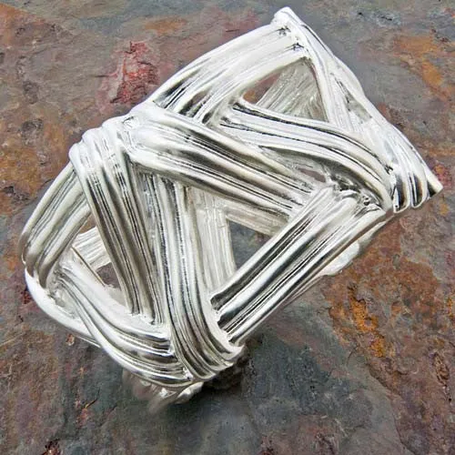 Sterling Silver Woven Hinged Bangle Bracelet