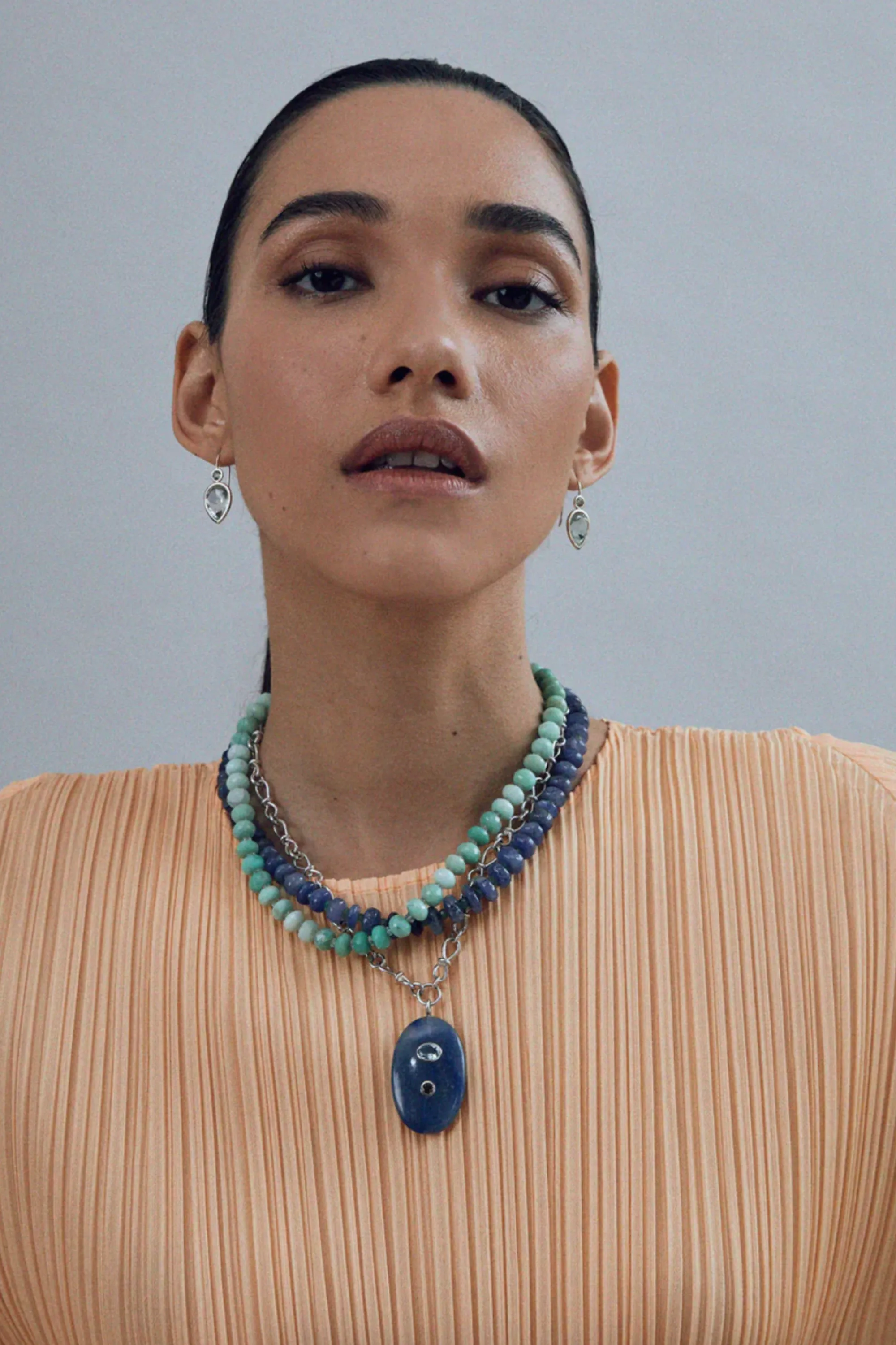 Strand Necklace, Tanzanite & Emerald