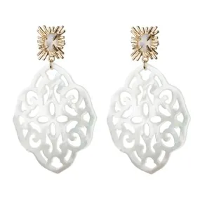 Sunburst with Carved Mop Earrings