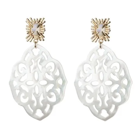 Sunburst with Carved Mop Earrings