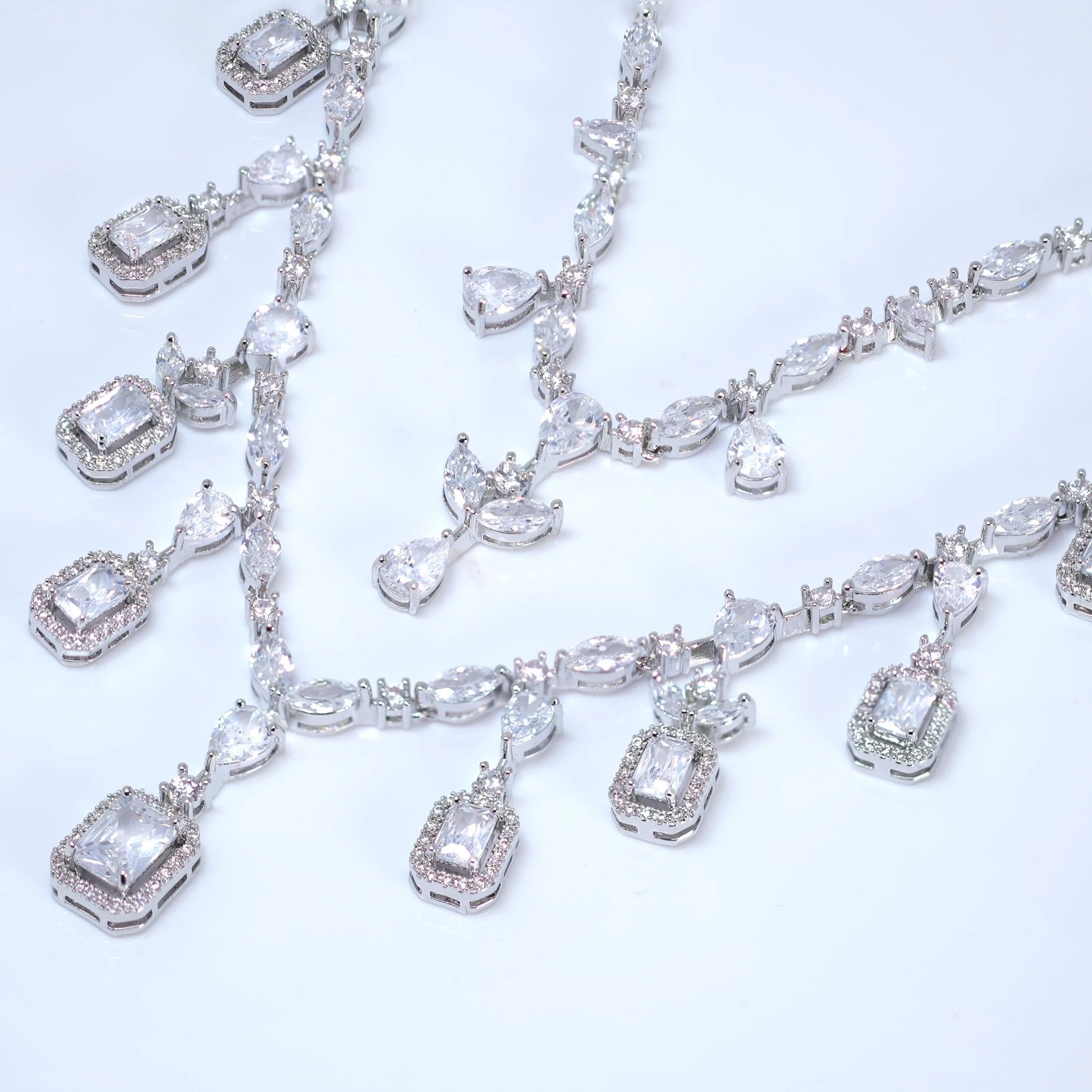 Swarovski Crystal Graceful Twin Strand Queen Diamond/Crystal Necklace Set, Bridal Necklace Set, Bridal Jewelry, Statement Necklace