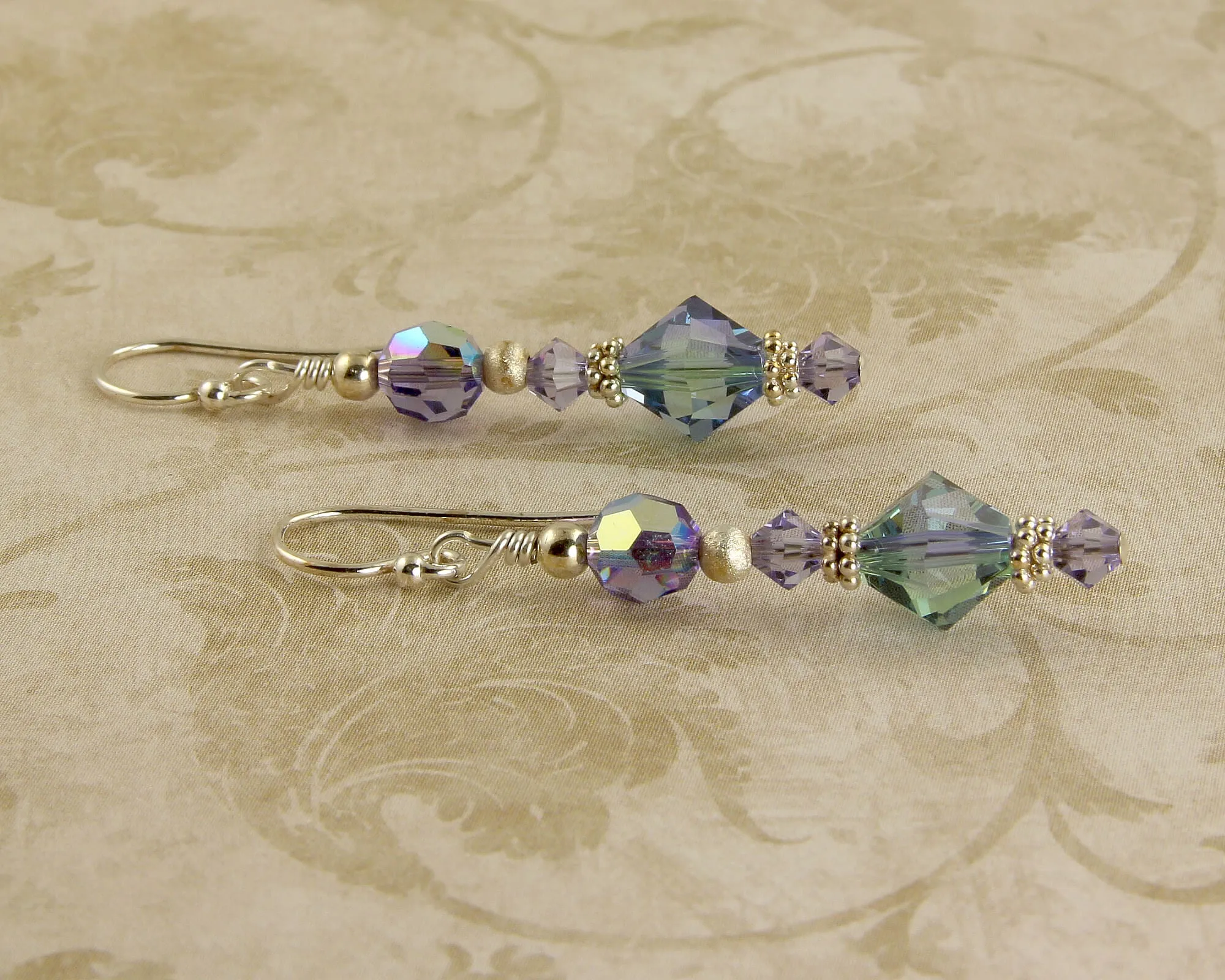 Tanzanite Green Crystal Beaded Earrings