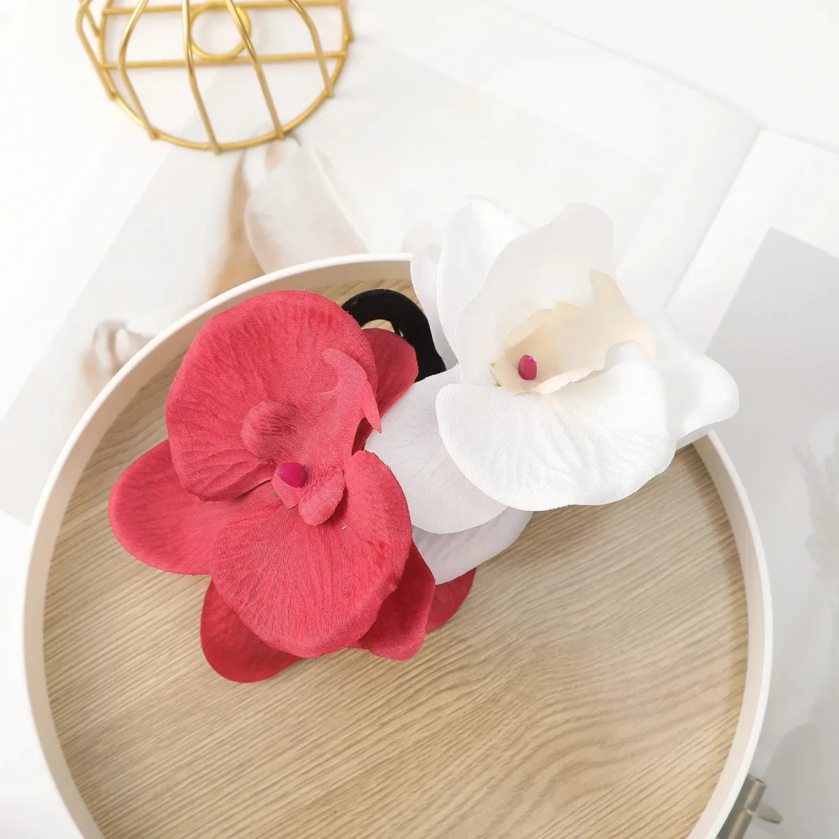 TAVIMART  -  Phalaenopsis Flower Hair Claws Headwear Women Fashion Retro Pearl Floral Hair Clips Exaggerated Hairpin Hair Accessories