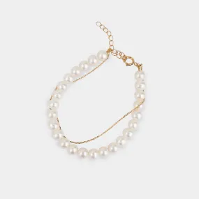 THE CLASSIC PEARL-SILVER LAYERING BRACELET