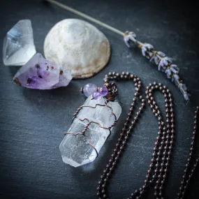 The Fey Totem. Raw Crystal Quartz Point Necklace.