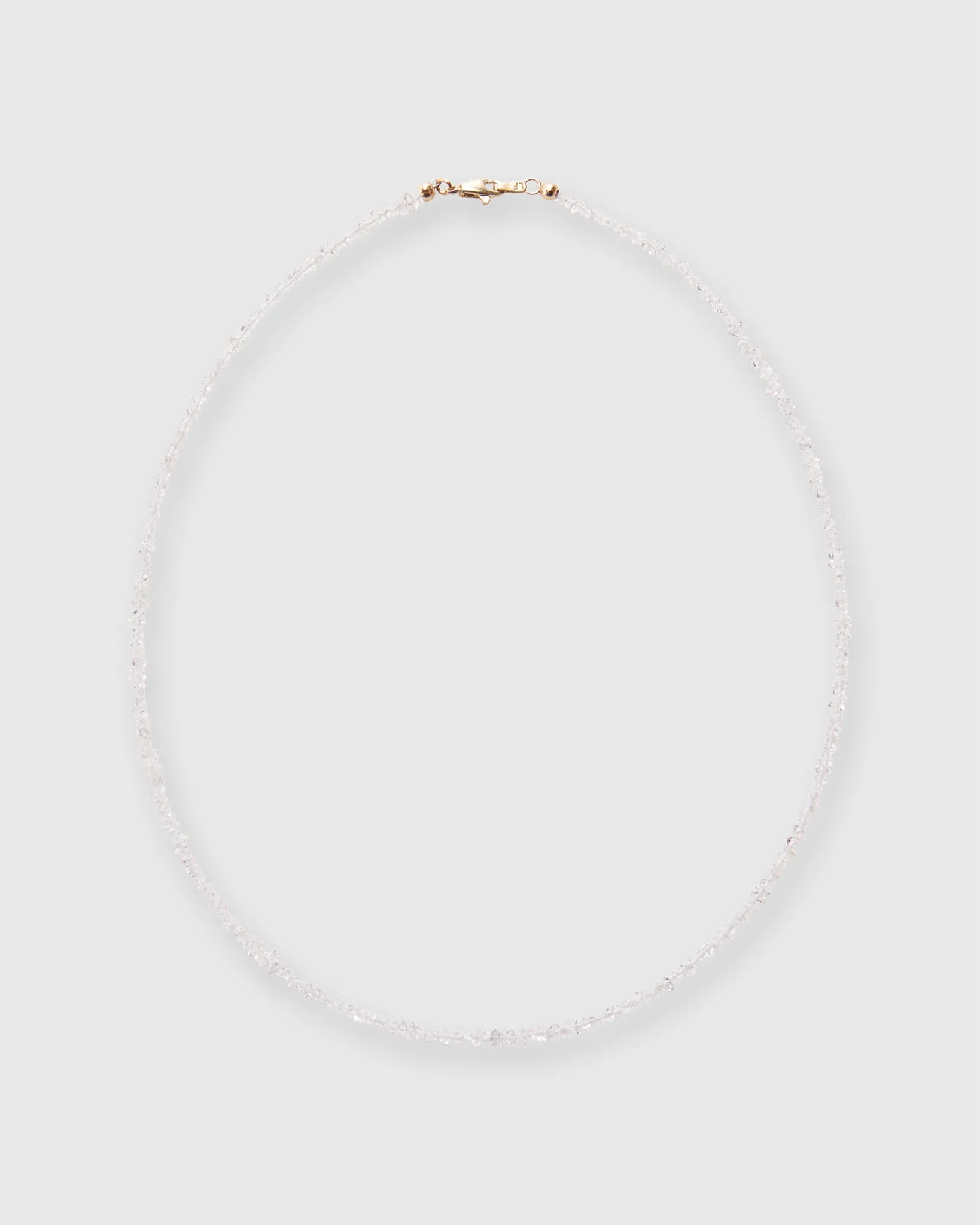 Tiny Beaded 14K Gold Necklace in Herkimer Diamond Quartz