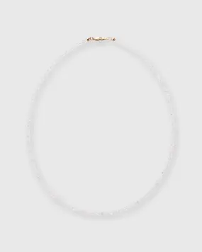 Tiny Beaded 14K Gold Necklace in Herkimer Diamond Quartz
