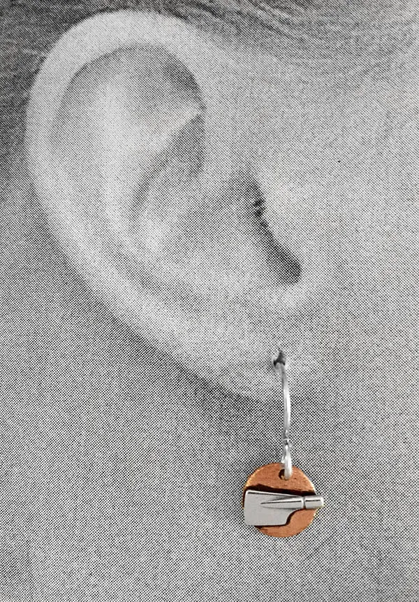 Tiny Copper Discs with Petite Silver Rowing Blades Dangle Earrings