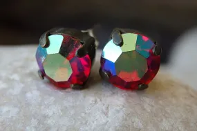 Tiny red stud earrings