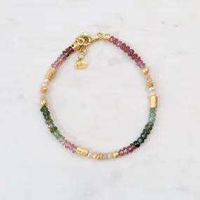 Tourmaline, Moonstone, Pearl Bracelet