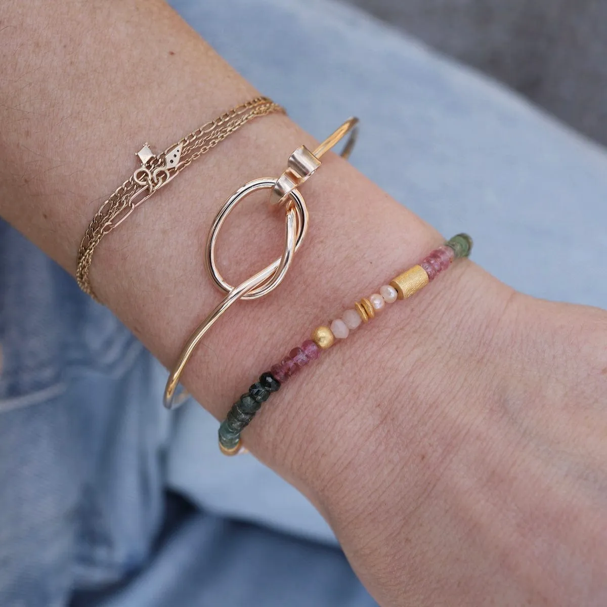 Tourmaline, Moonstone, Pearl Bracelet