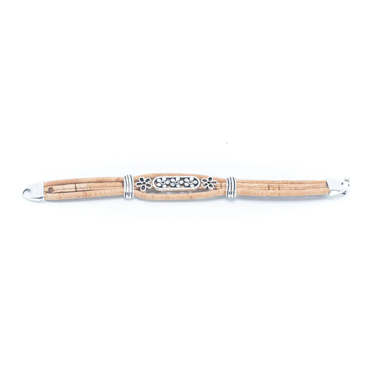 Tri-floral cork with pendant bracelet adjustable BR-505-MIX-5