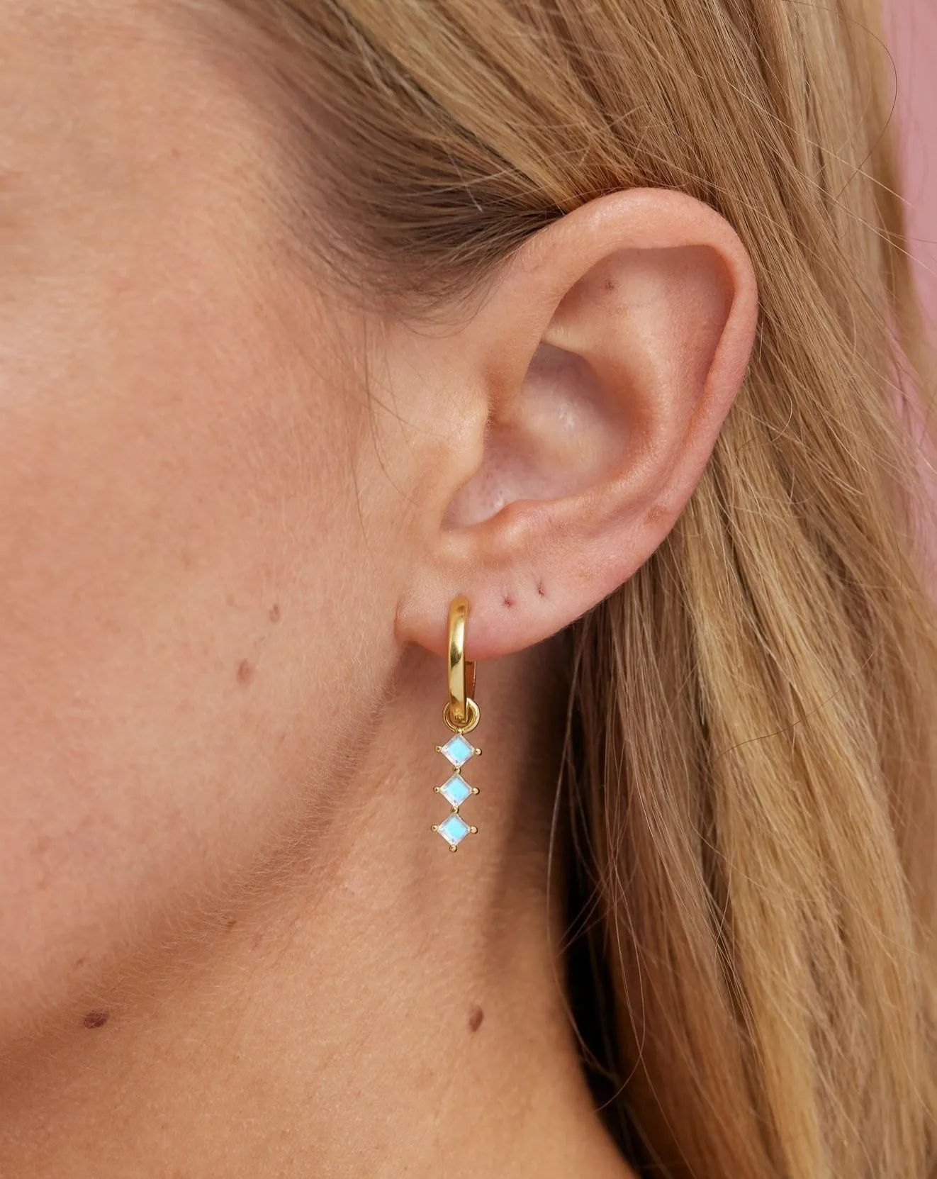 Trio Moonstone Gold Charm