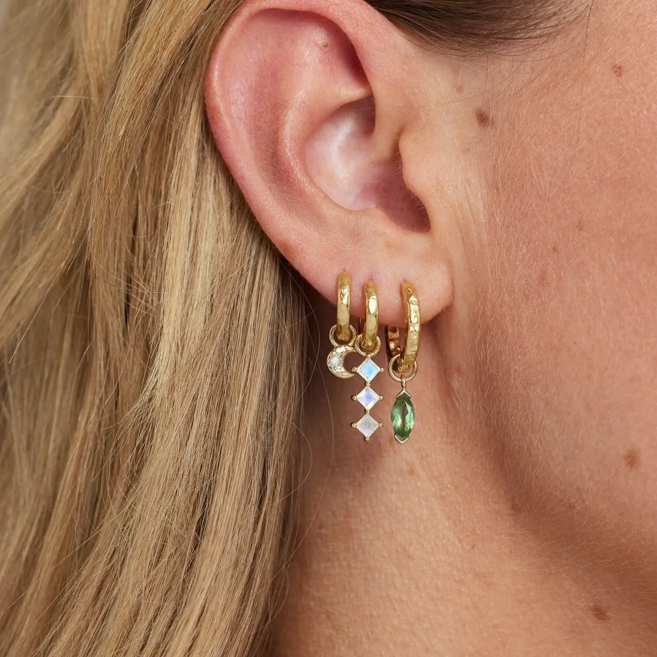 Trio Moonstone Gold Charm