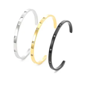 Unisex Cuff Bracelet Set: Gold, Silver, Black Stainless Steel