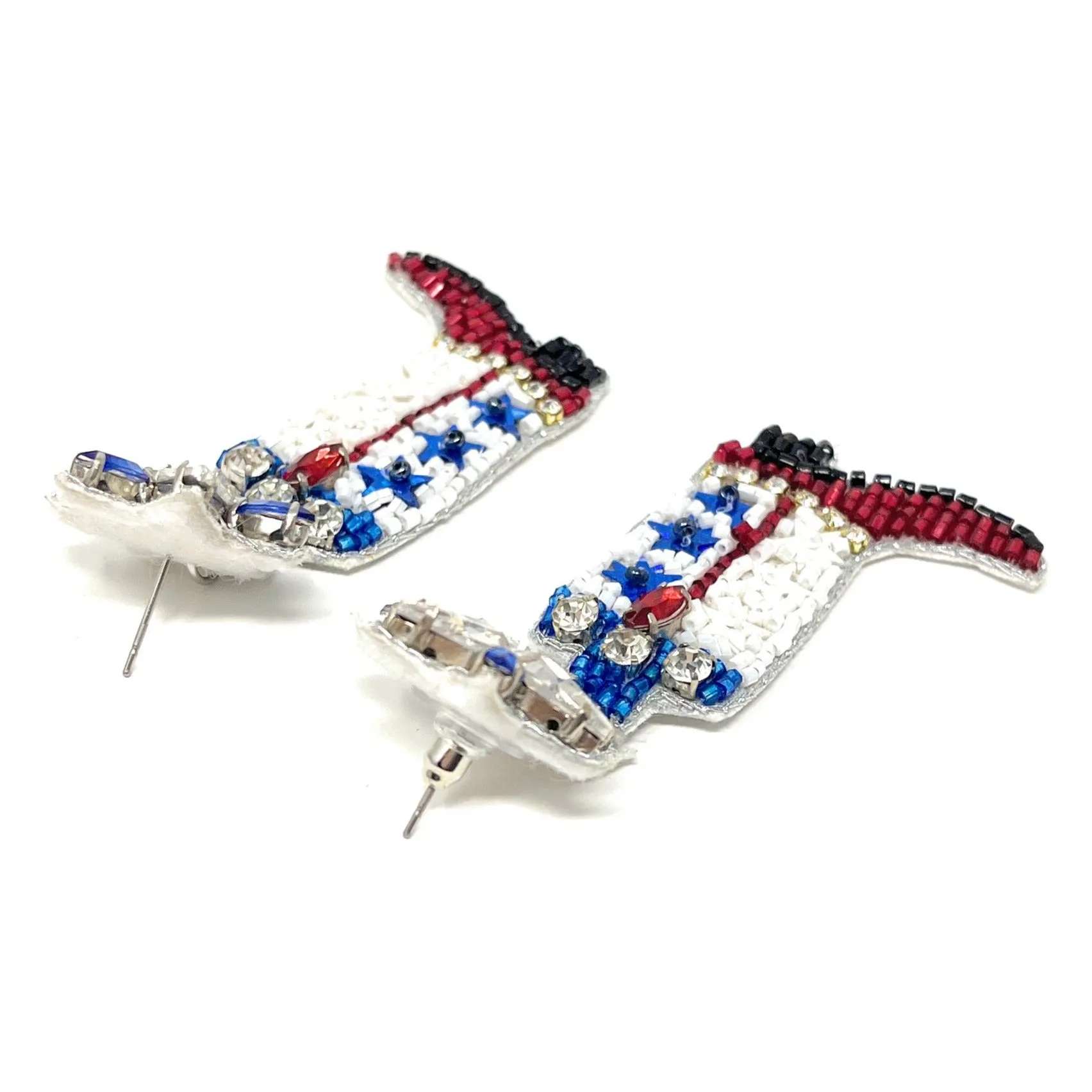USA Cowboy Boots Beaded Earrings