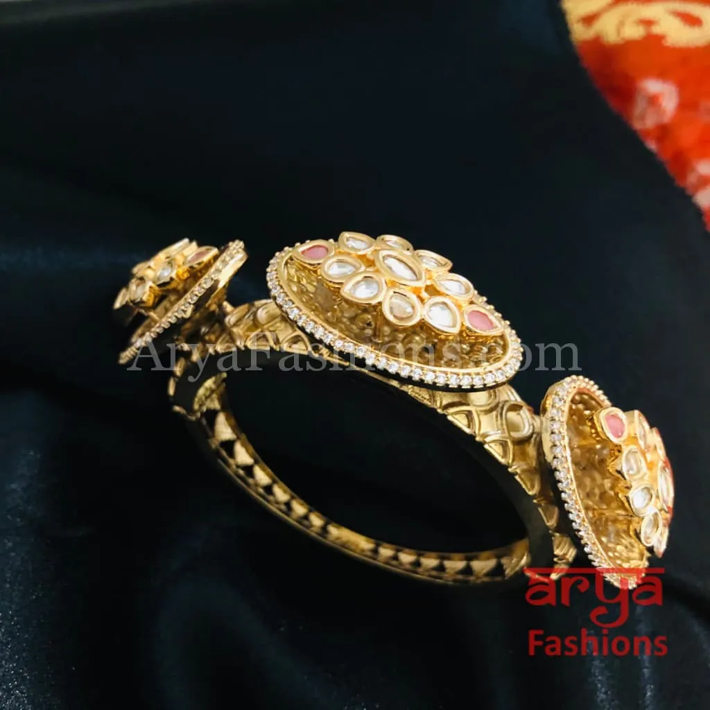 Veer Zara Jadau Kundan Bracelet/ Jaipuri Jadau Kundan CZ Rajwadi Openable Designer Bracelet