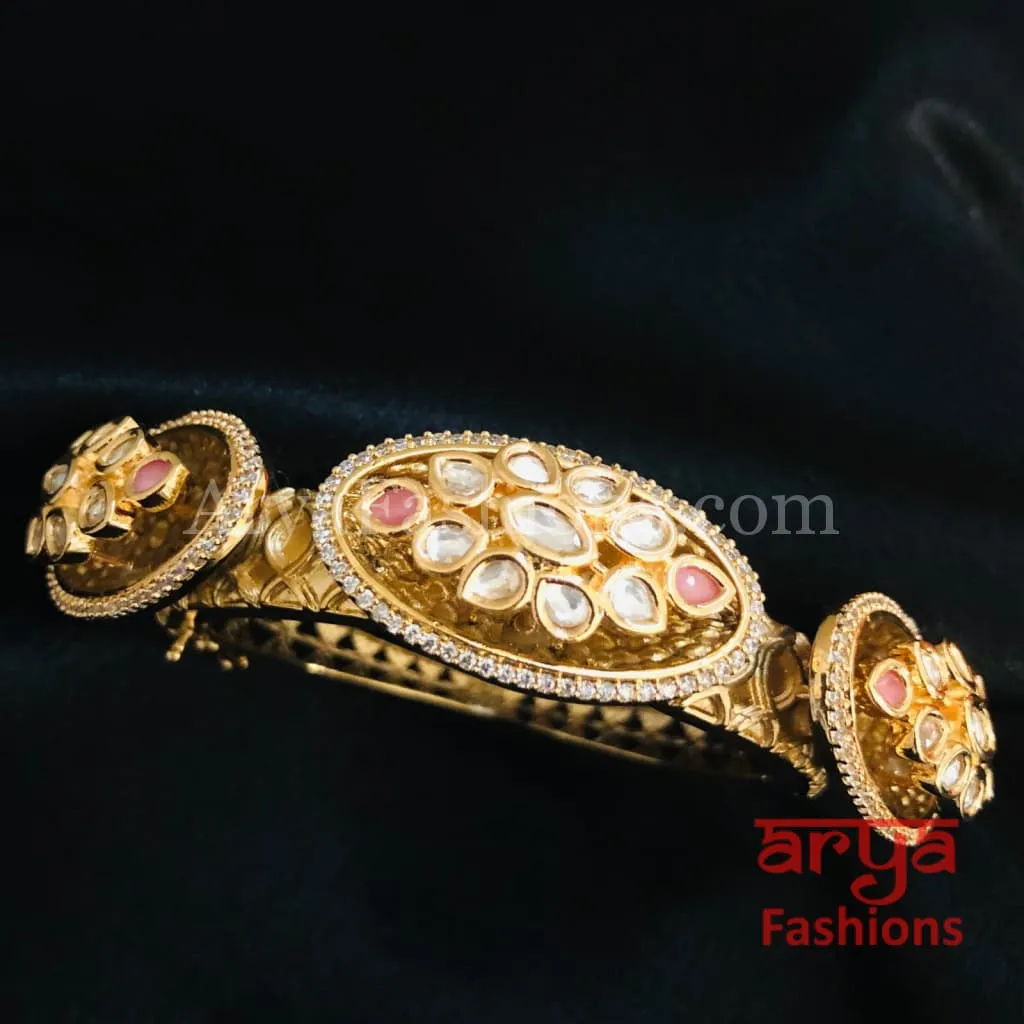 Veer Zara Jadau Kundan Bracelet/ Jaipuri Jadau Kundan CZ Rajwadi Openable Designer Bracelet