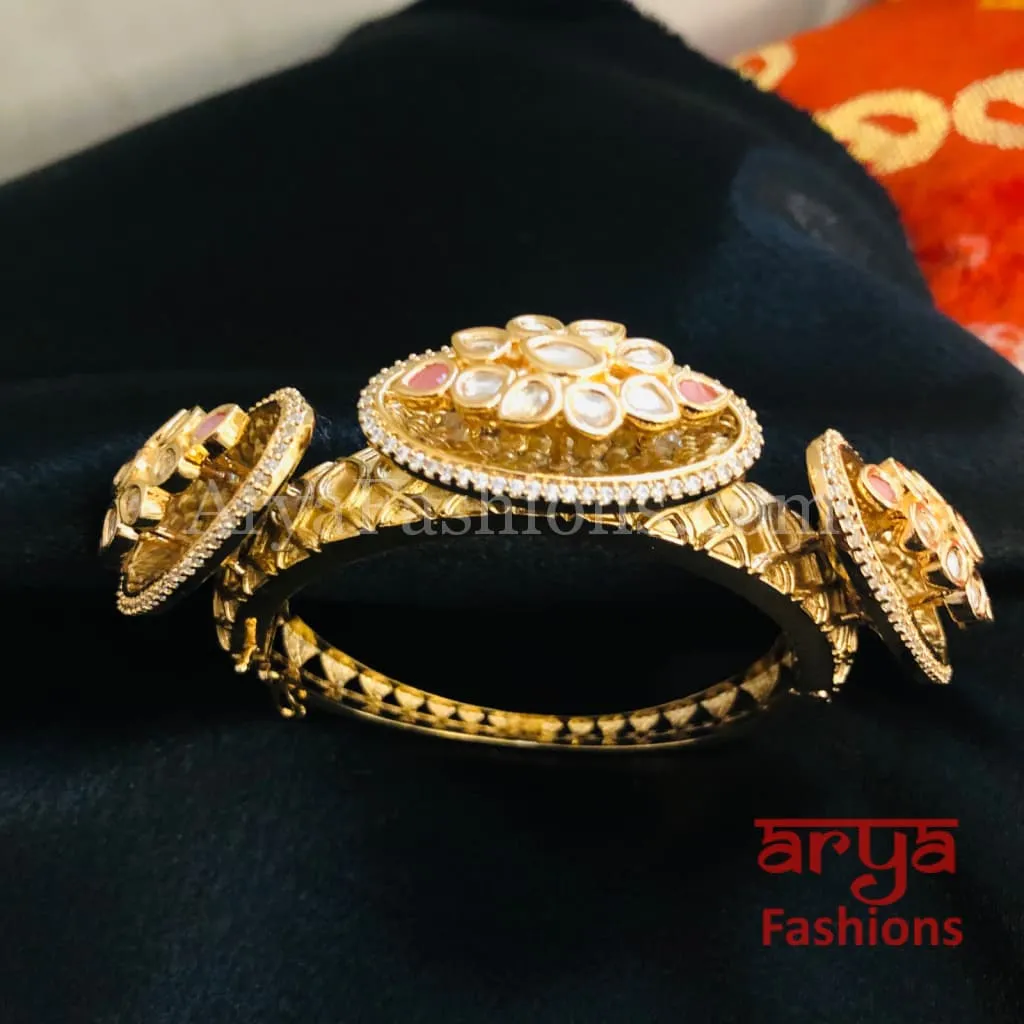 Veer Zara Jadau Kundan Bracelet/ Jaipuri Jadau Kundan CZ Rajwadi Openable Designer Bracelet
