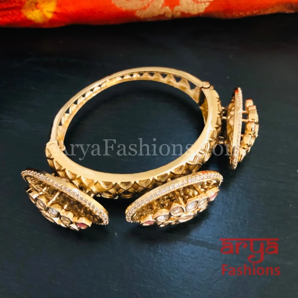 Veer Zara Jadau Kundan Bracelet/ Jaipuri Jadau Kundan CZ Rajwadi Openable Designer Bracelet