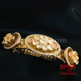 Veer Zara Jadau Kundan Bracelet/ Jaipuri Jadau Kundan CZ Rajwadi Openable Designer Bracelet