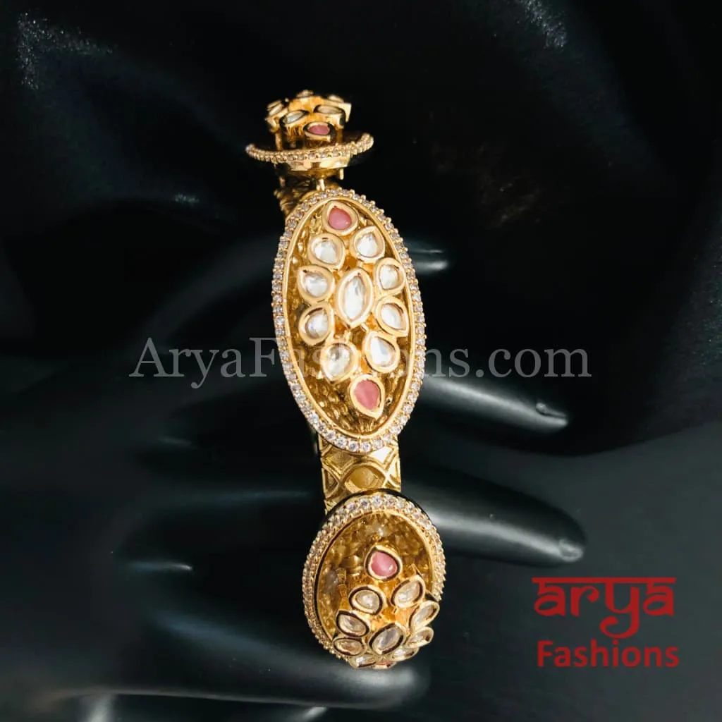 Veer Zara Jadau Kundan Bracelet/ Jaipuri Jadau Kundan CZ Rajwadi Openable Designer Bracelet