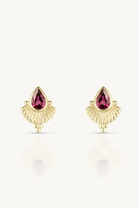 Venus Rhodolite Gold Earrings