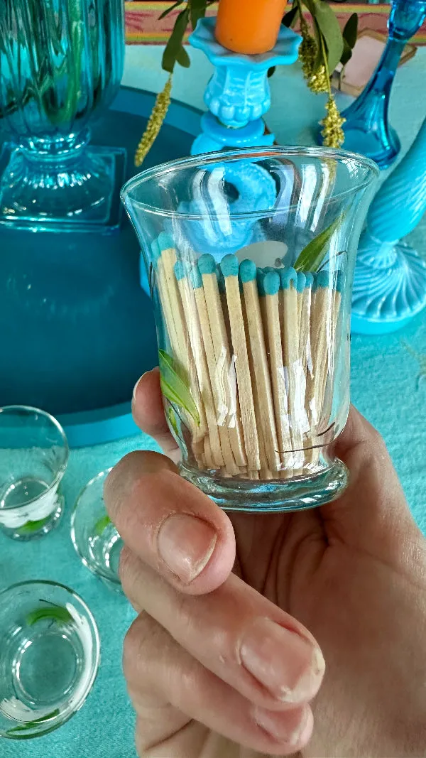 Vintage Anchor Hocking Juice Glasses, Hand Painted Dogwood Motif Set of 10