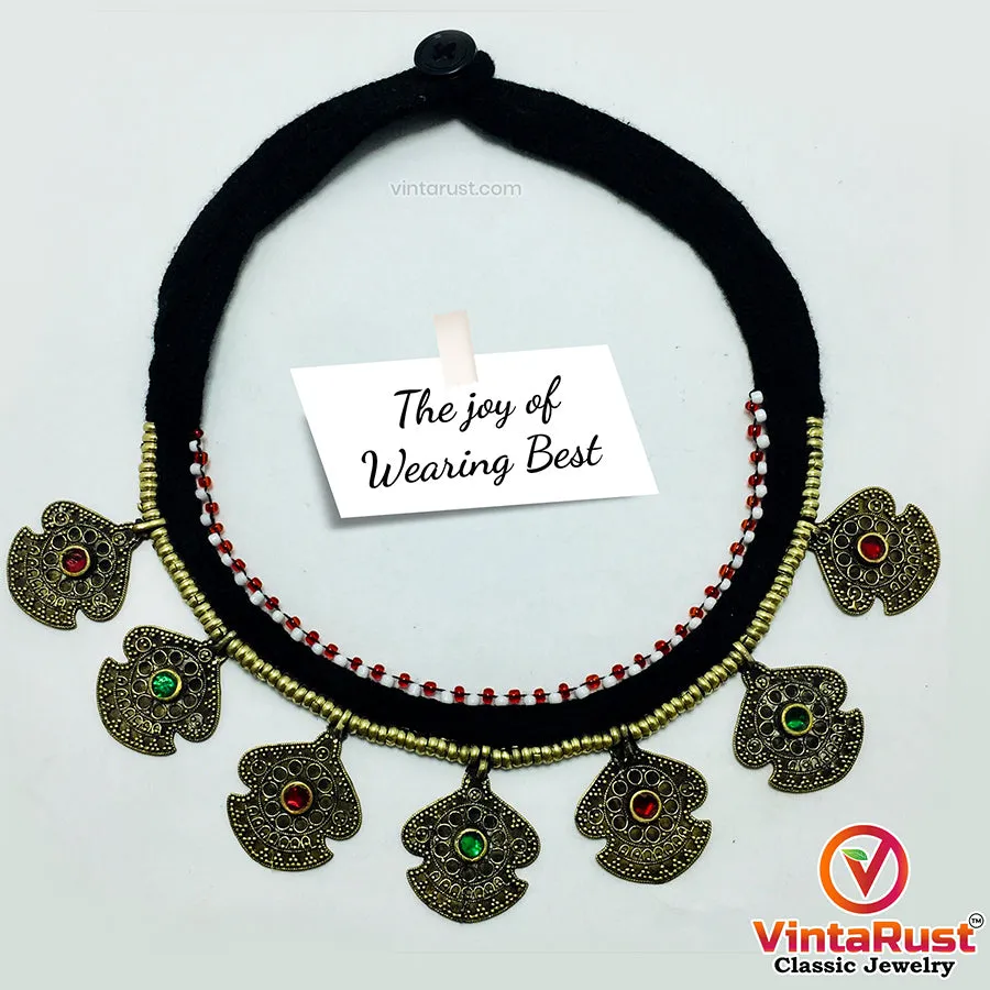 Vintage Ethnic Light Weight Tribal Necklace With Dangling Motifs