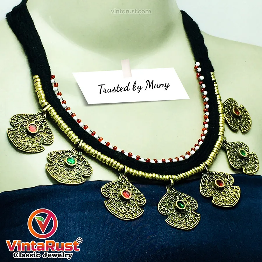 Vintage Ethnic Light Weight Tribal Necklace With Dangling Motifs