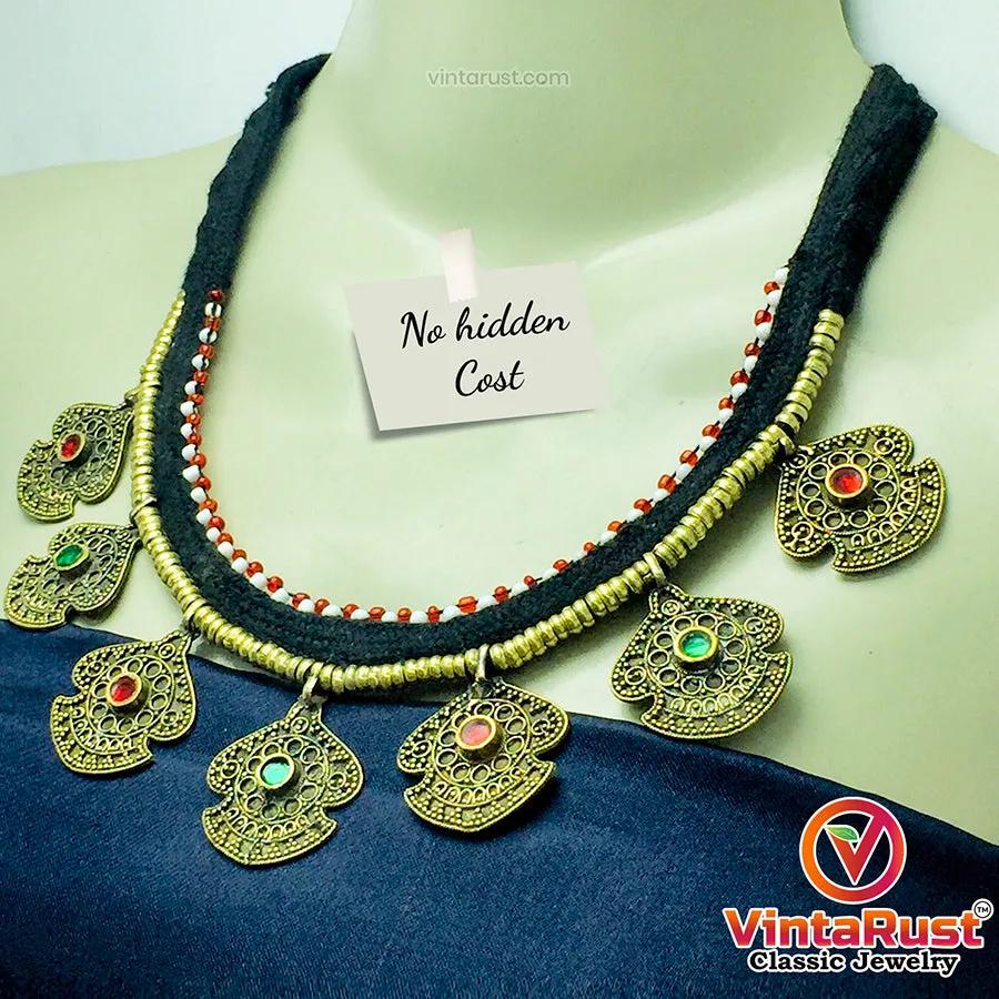 Vintage Ethnic Light Weight Tribal Necklace With Dangling Motifs