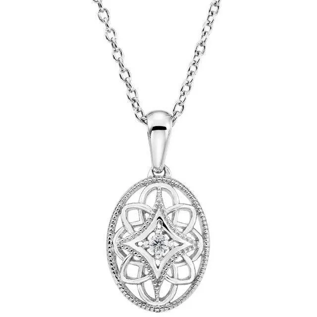 Vintage Inspired Sterling Silver .04 CTW Emerald 18'' Necklace