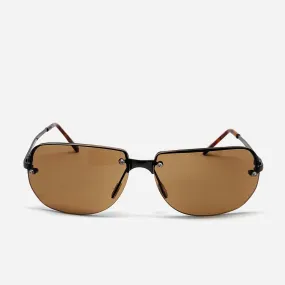 Vintage Standard Sized Frameless Moon Shape Sunglasses - Brown