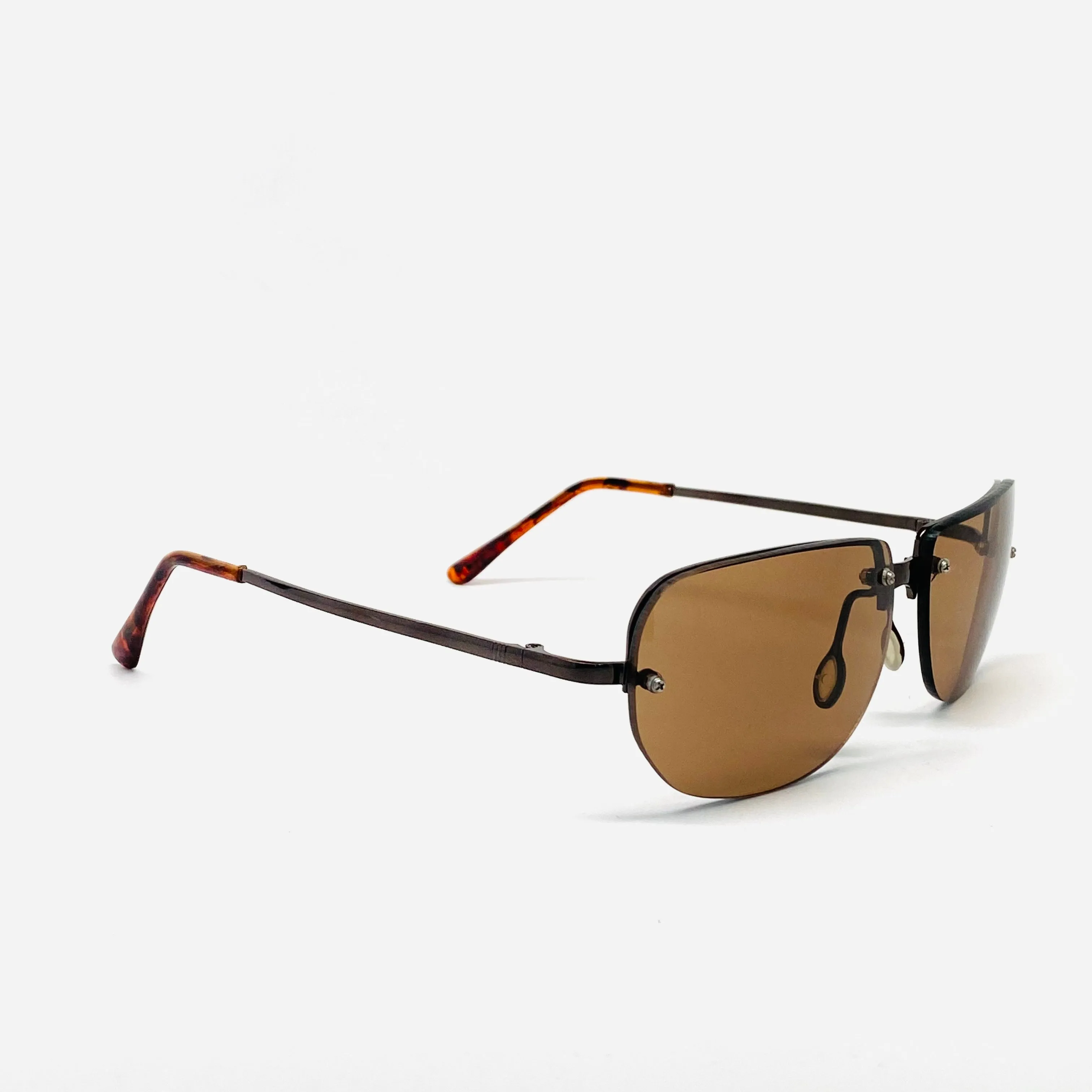 Vintage Standard Sized Frameless Moon Shape Sunglasses - Brown
