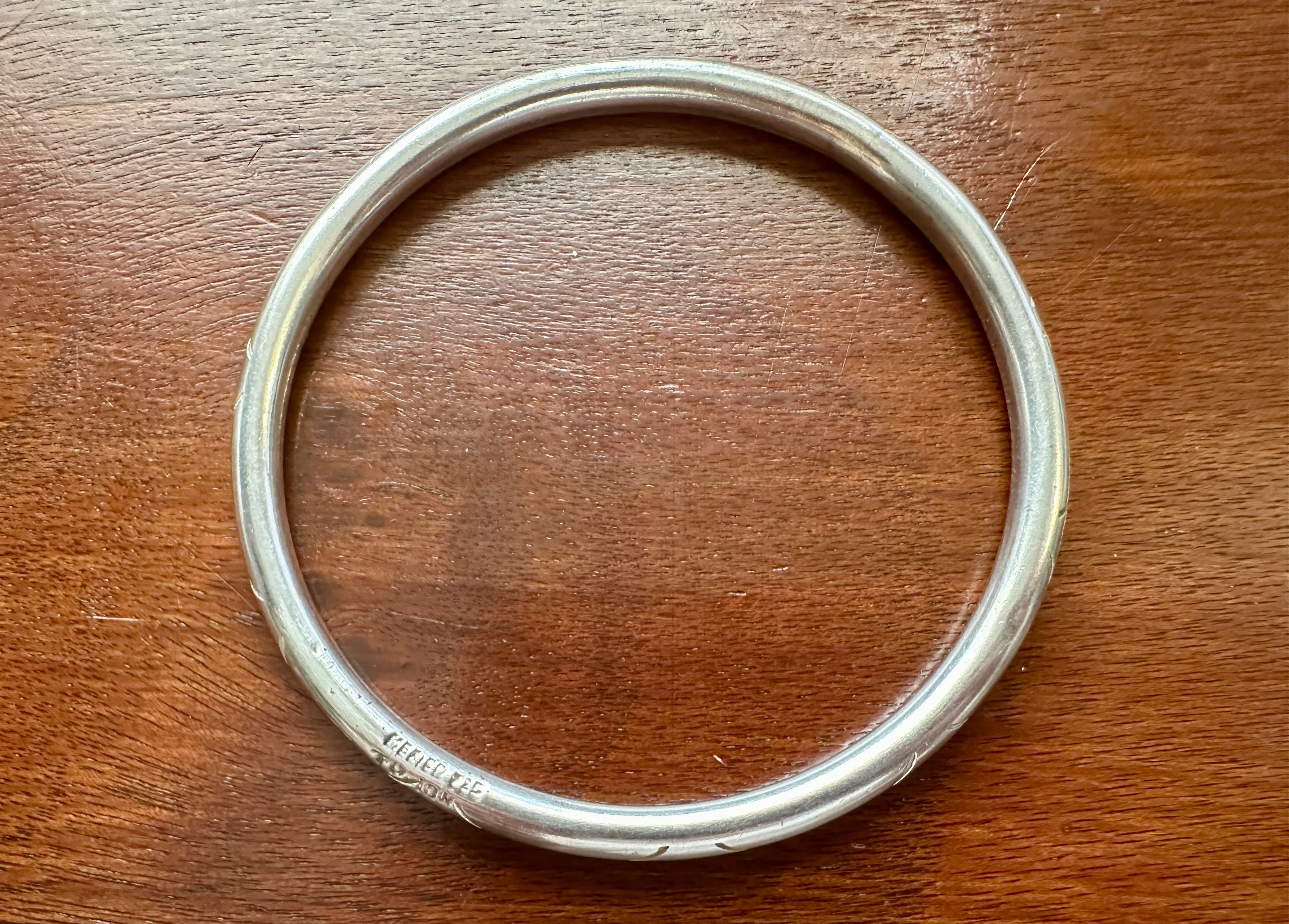 Vintage Sterling Silver 925 Round Patterned Bangle Bracelet