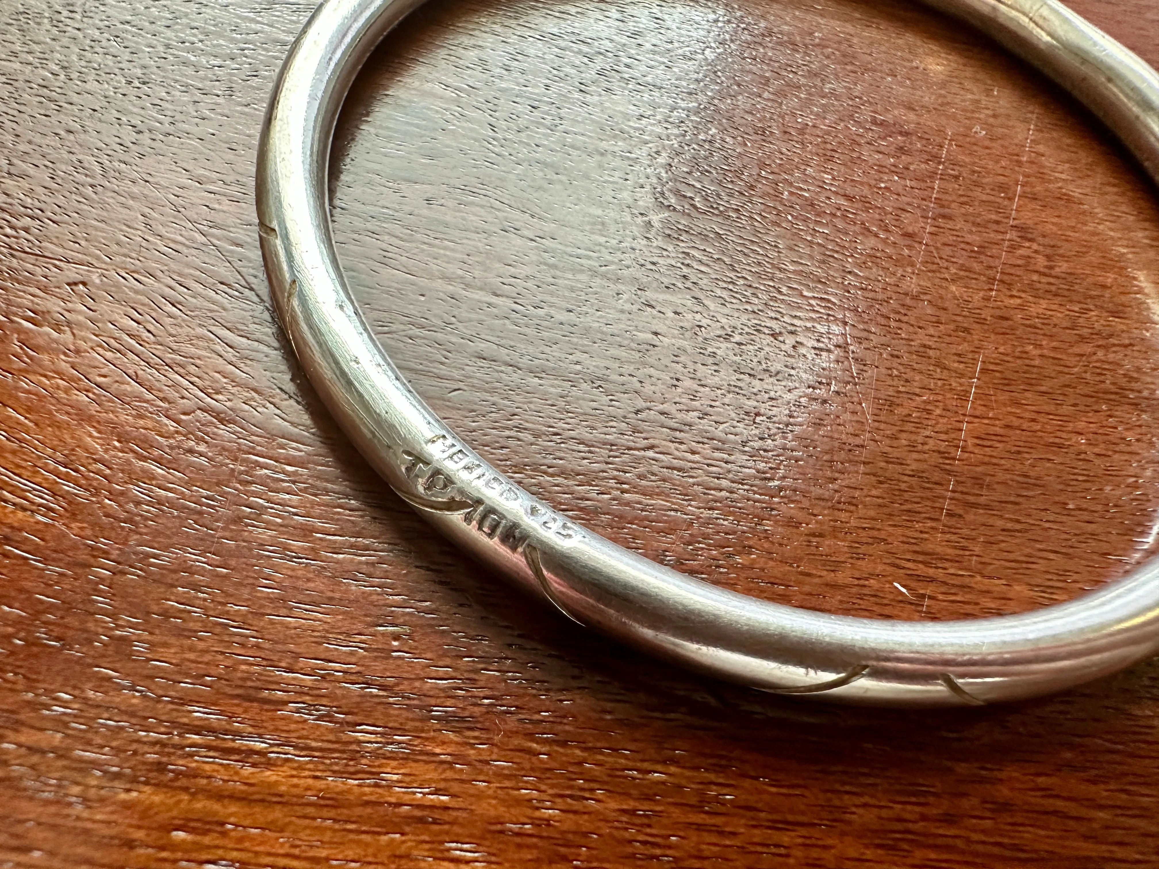 Vintage Sterling Silver 925 Round Patterned Bangle Bracelet