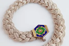Vintage Sterling Silver and Enamel Braided Turkish Bracelet