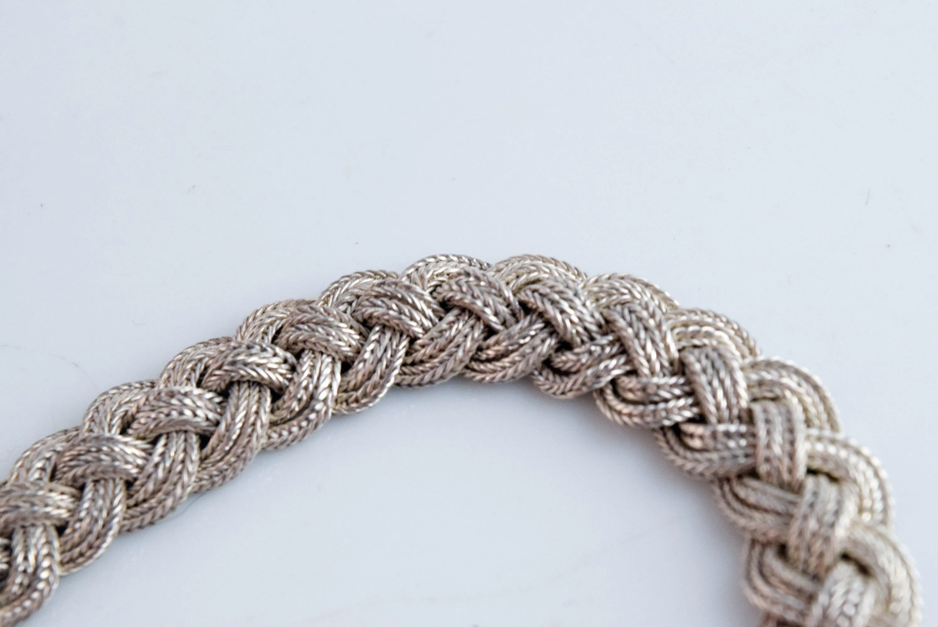 Vintage Sterling Silver and Enamel Braided Turkish Bracelet