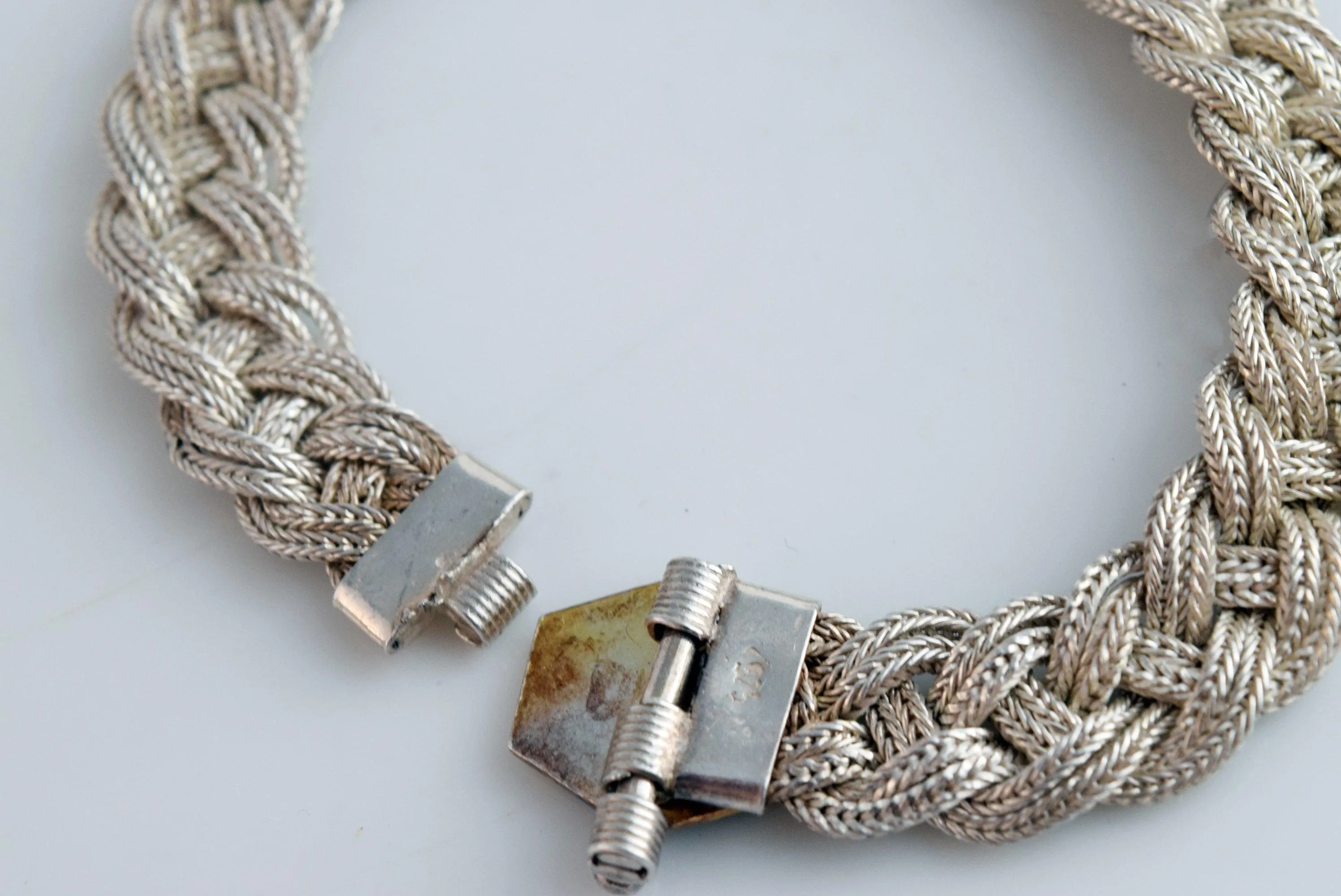 Vintage Sterling Silver and Enamel Braided Turkish Bracelet